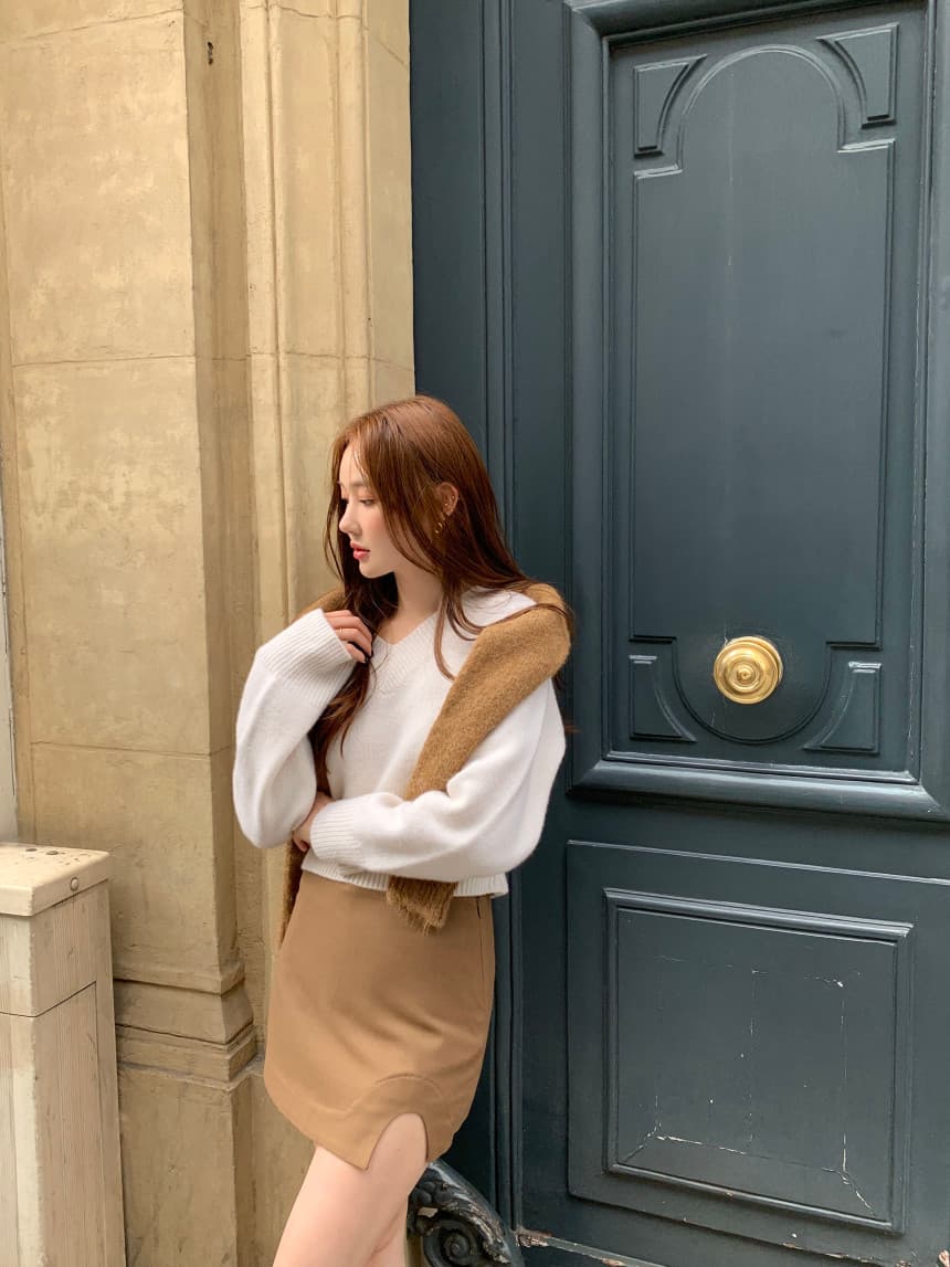 있음 선적 사이즈 업데이트 한국 chic 가을 겨울 레트로 V넥 긴팔 스웨터 여자 루즈핏 느긋한 니트 스웨터 상세 이미지 12