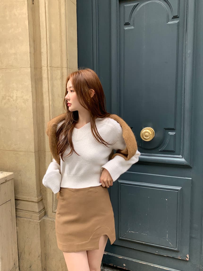 있음 선적 사이즈 업데이트 한국 chic 가을 겨울 레트로 V넥 긴팔 스웨터 여자 루즈핏 느긋한 니트 스웨터 상세 이미지 13