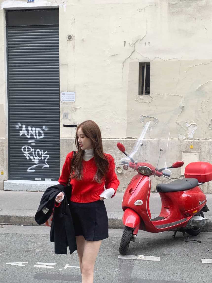 있음 선적 사이즈 업데이트 한국 chic 가을 겨울 레트로 V넥 긴팔 스웨터 여자 루즈핏 느긋한 니트 스웨터 상세 이미지 21