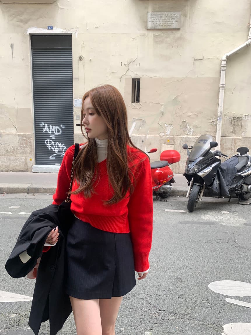 있음 선적 사이즈 업데이트 한국 chic 가을 겨울 레트로 V넥 긴팔 스웨터 여자 루즈핏 느긋한 니트 스웨터 상세 이미지 23