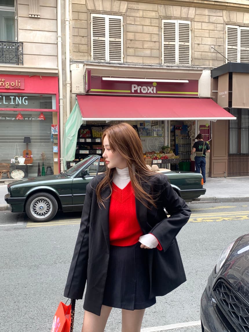 있음 선적 사이즈 업데이트 한국 chic 가을 겨울 레트로 V넥 긴팔 스웨터 여자 루즈핏 느긋한 니트 스웨터 상세 이미지 32