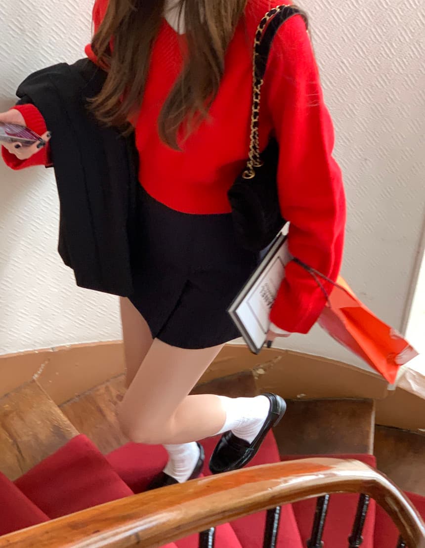 있음 선적 사이즈 업데이트 한국 chic 가을 겨울 레트로 V넥 긴팔 스웨터 여자 루즈핏 느긋한 니트 스웨터 상세 이미지 35
