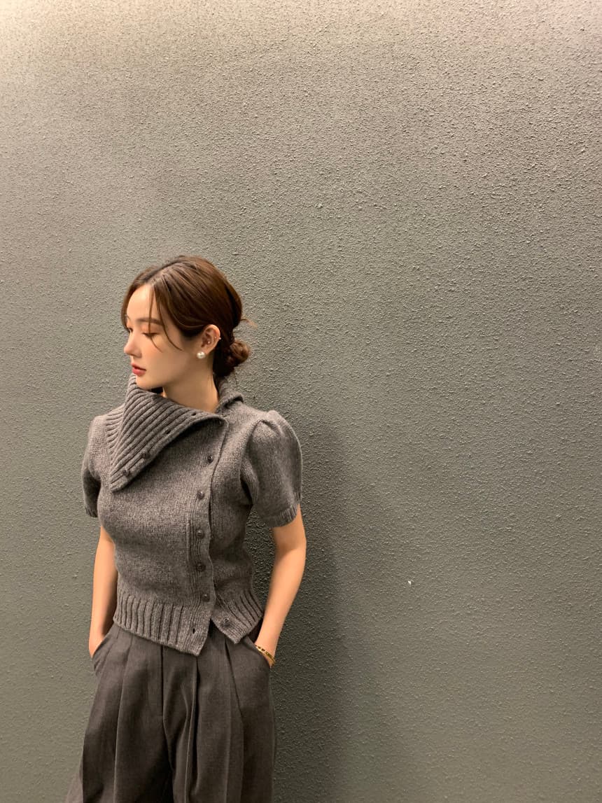 있음 선적 사이즈 업데이트 한국 chic 가을 새로운 프랑스식 레트로 불규칙 반하이넥 디자인 센스 스웨터 상세 이미지 13