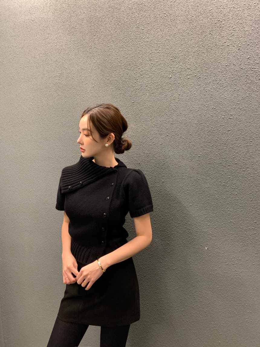 있음 선적 사이즈 업데이트 한국 chic 가을 새로운 프랑스식 레트로 불규칙 반하이넥 디자인 센스 스웨터 상세 이미지 36