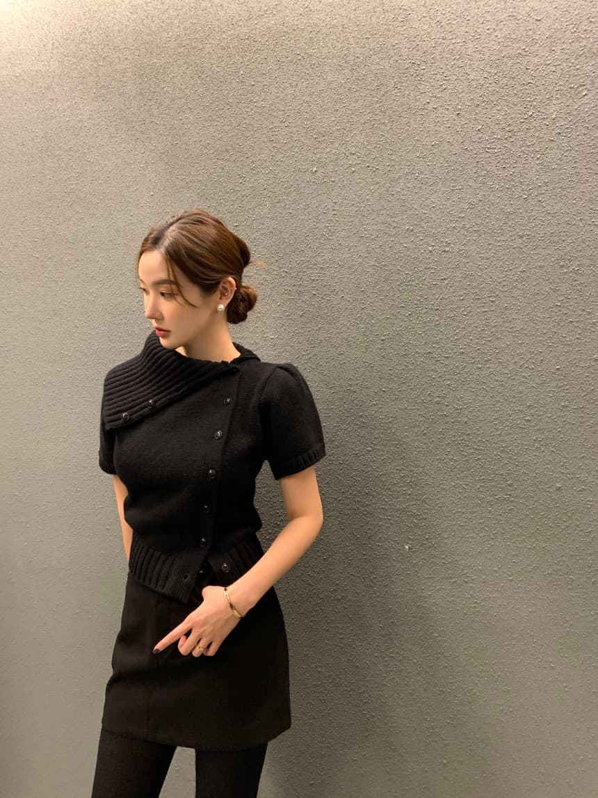 있음 선적 사이즈 업데이트 한국 chic 가을 새로운 프랑스식 레트로 불규칙 반하이넥 디자인 센스 스웨터 상세 이미지 40
