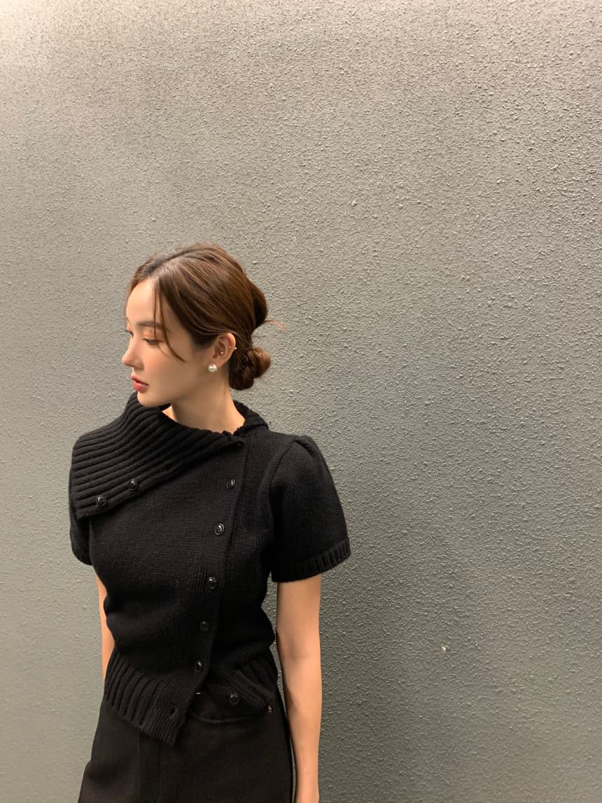 있음 선적 사이즈 업데이트 한국 chic 가을 새로운 프랑스식 레트로 불규칙 반하이넥 디자인 센스 스웨터 상세 이미지 41