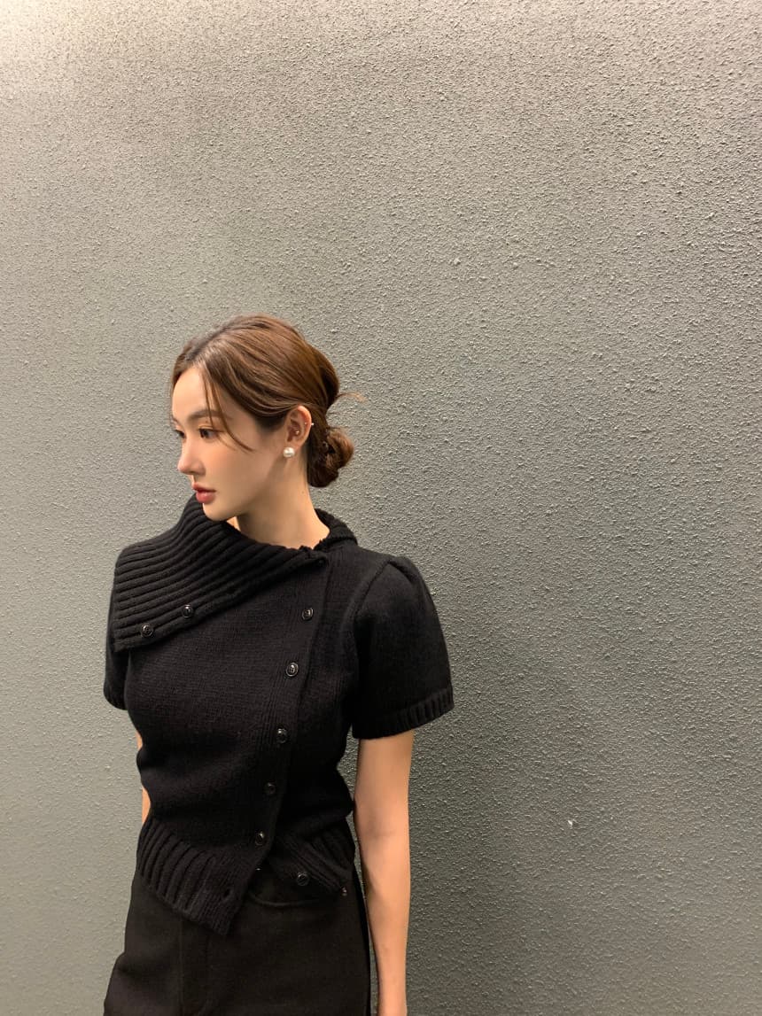 있음 선적 사이즈 업데이트 한국 chic 가을 새로운 프랑스식 레트로 불규칙 반하이넥 디자인 센스 스웨터 상세 이미지 42