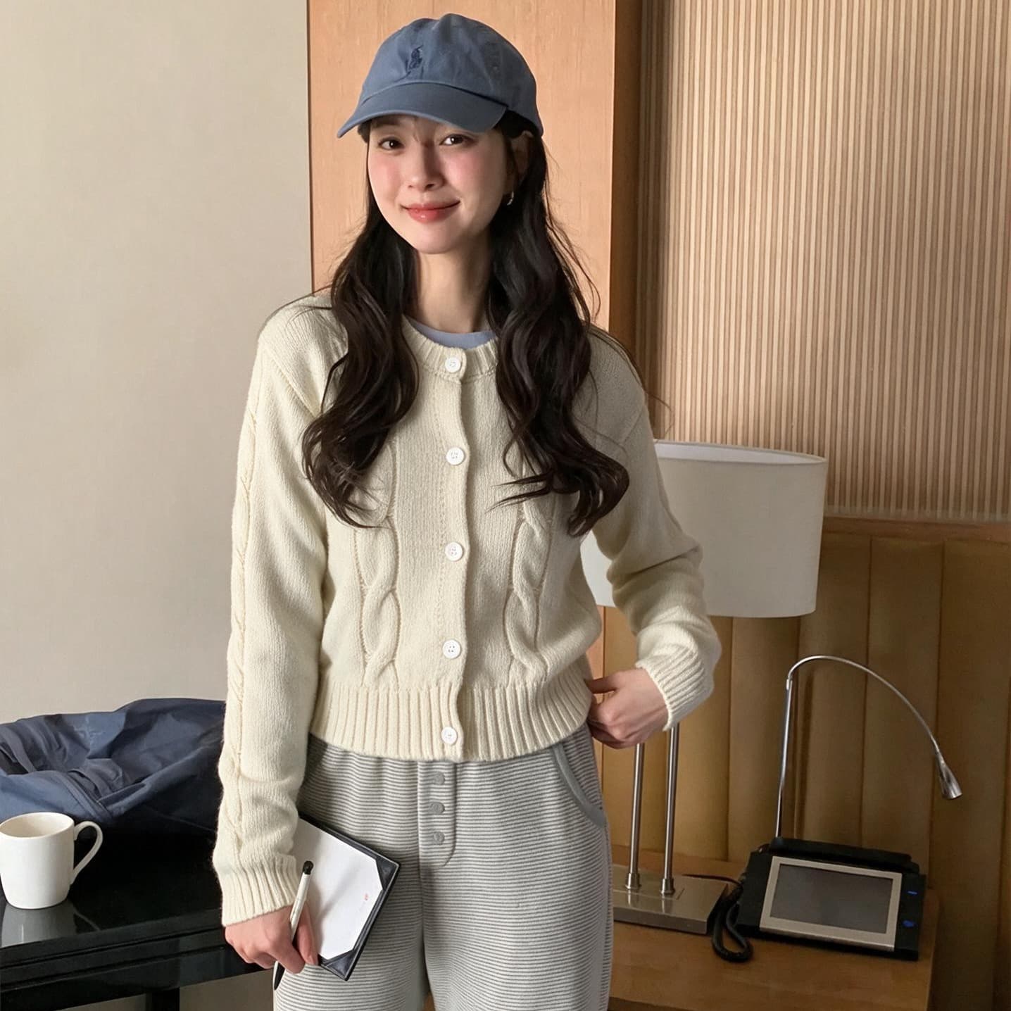 있음 선적 한국 chic 가을 새로운 달콤함 꽈배기 니트 오픈 가디건 스웨터 코트 이미지 5