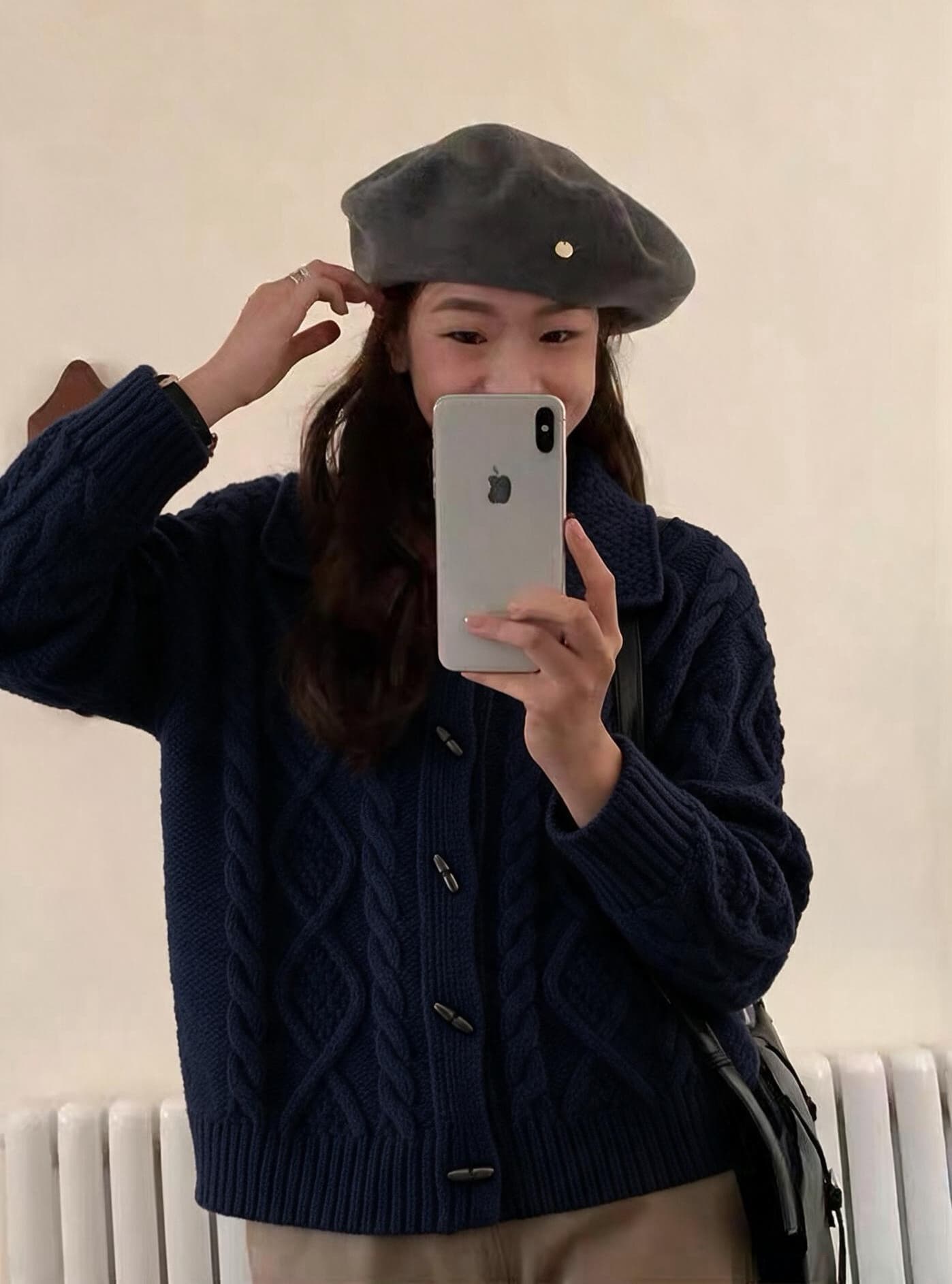 있음 선적 한국 chic 겨울 새로운 한 부서 소뿔 버클 학원 스타일 꽈배기 스웨터 코트 상세 이미지 1