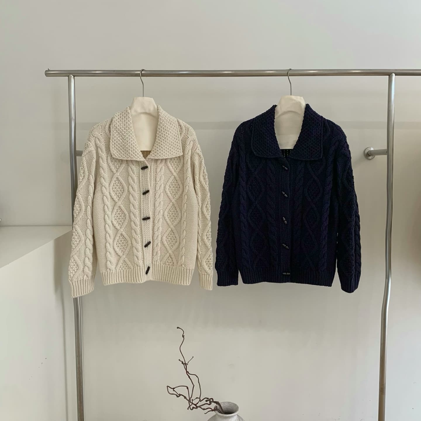 있음 선적 한국 chic 겨울 새로운 한 부서 소뿔 버클 학원 스타일 꽈배기 스웨터 코트 상세 이미지 7