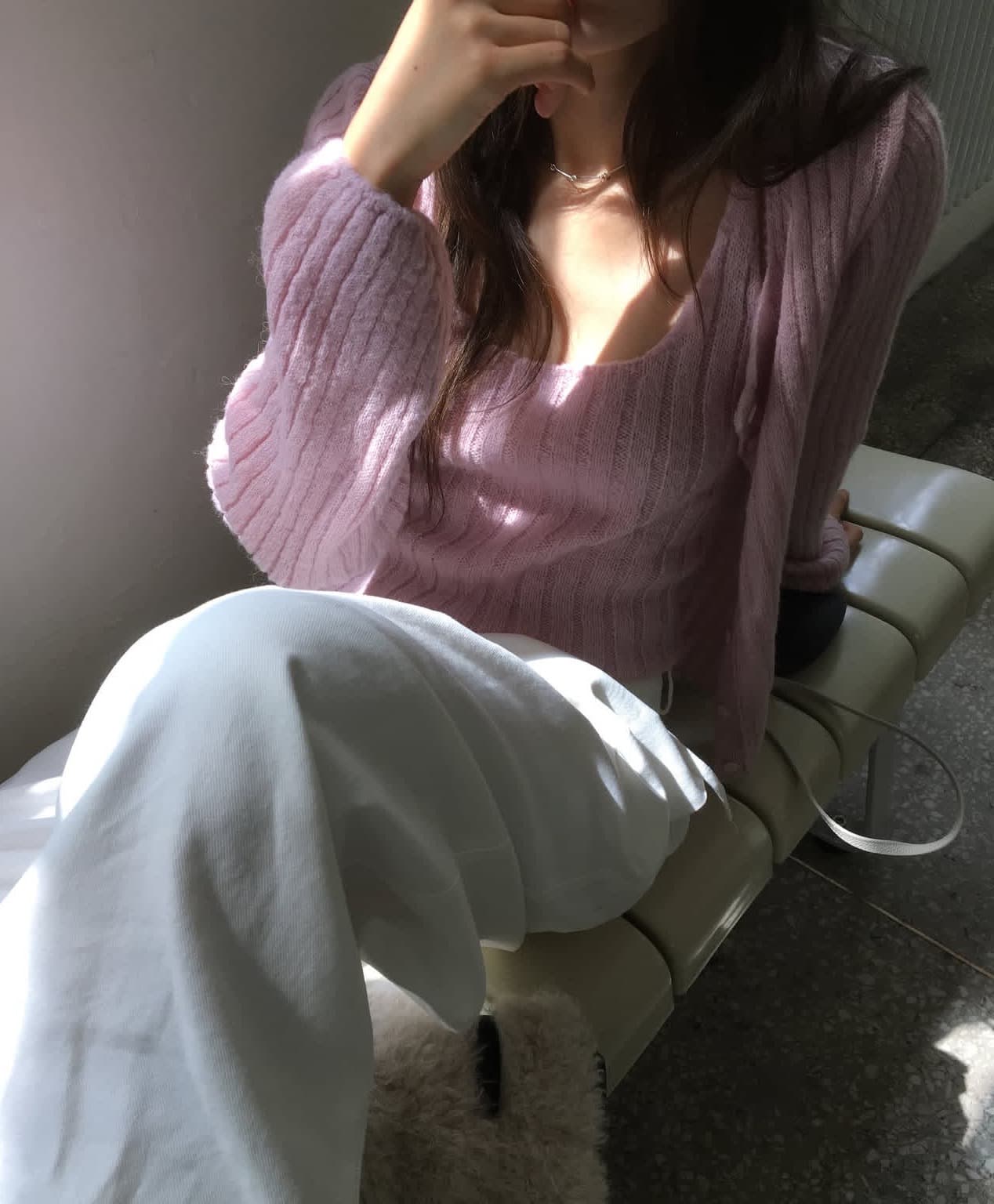 한국 chic 가을 겨울 새로운 ins 수직 기사 조끼 오픈 가디건 니트 재킷 투피스 세트 상세 이미지 19