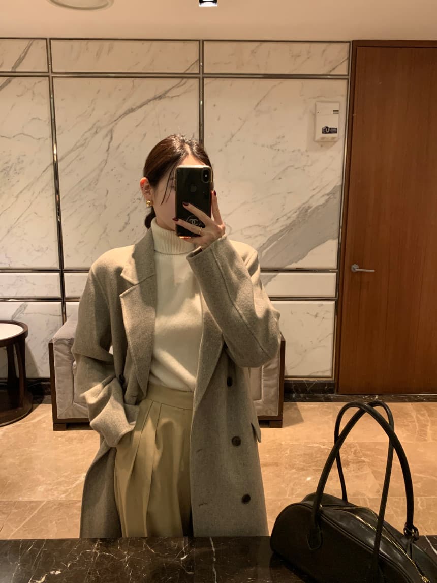 있음 선적 사이즈 업데이트 한국 chic 겨울 새로운 프랑스식 레트로 정장 칼라 롱 코트 모직 코트 상세 이미지 2