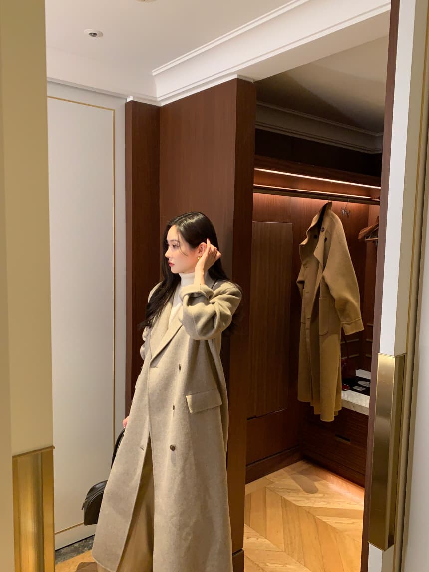있음 선적 사이즈 업데이트 한국 chic 겨울 새로운 프랑스식 레트로 정장 칼라 롱 코트 모직 코트 상세 이미지 5