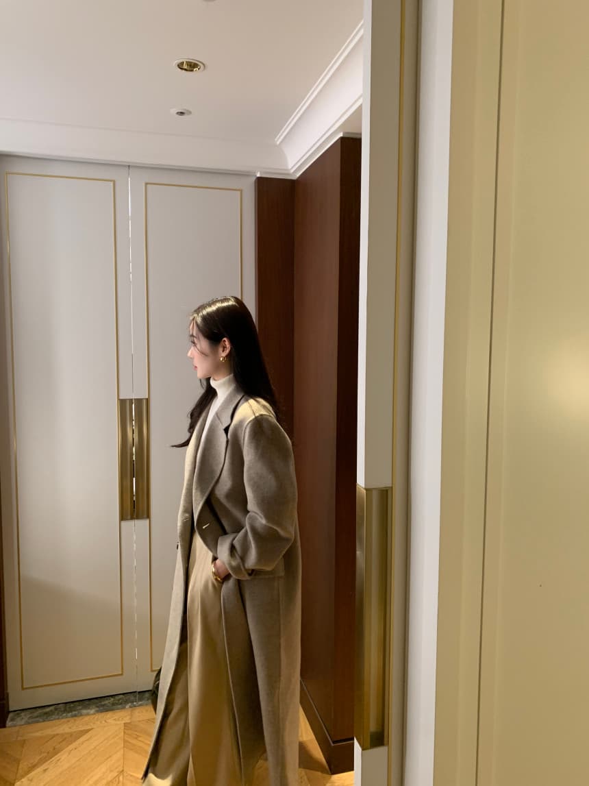있음 선적 사이즈 업데이트 한국 chic 겨울 새로운 프랑스식 레트로 정장 칼라 롱 코트 모직 코트 상세 이미지 7
