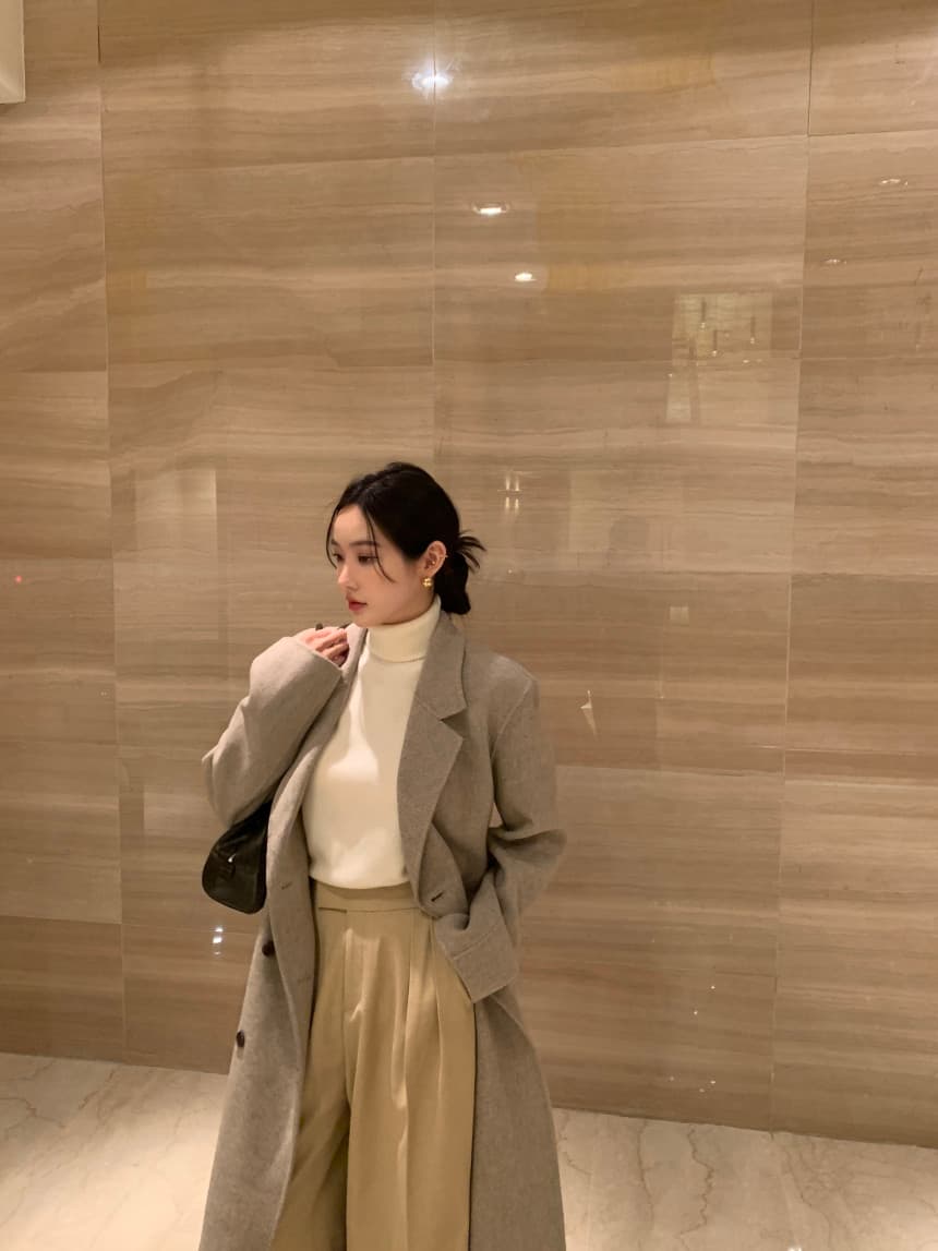 있음 선적 사이즈 업데이트 한국 chic 겨울 새로운 프랑스식 레트로 정장 칼라 롱 코트 모직 코트 상세 이미지 14