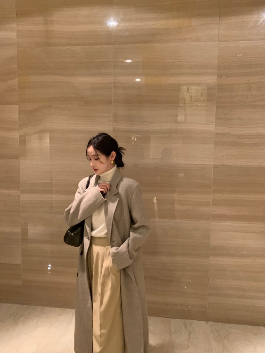 있음 선적 사이즈 업데이트 한국 chic 겨울 새로운 프랑스식 레트로 정장 칼라 롱 코트 모직 코트 상세 이미지 15