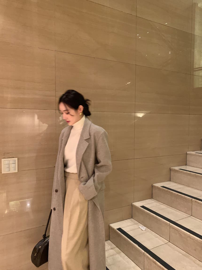 있음 선적 사이즈 업데이트 한국 chic 겨울 새로운 프랑스식 레트로 정장 칼라 롱 코트 모직 코트 상세 이미지 17