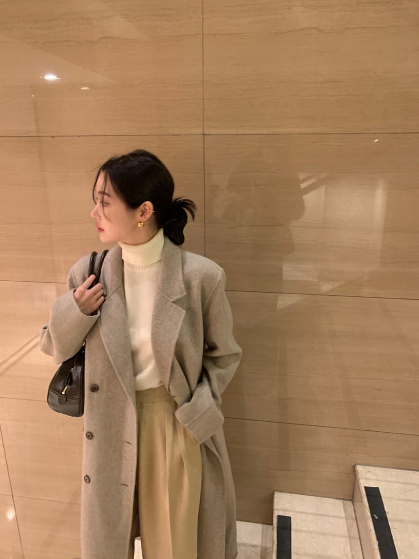 있음 선적 사이즈 업데이트 한국 chic 겨울 새로운 프랑스식 레트로 정장 칼라 롱 코트 모직 코트 상세 이미지 21