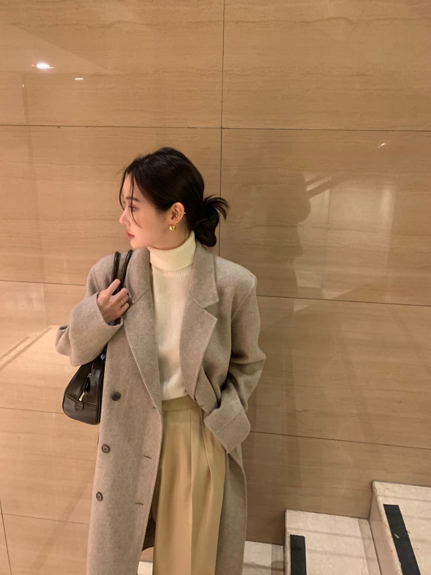 있음 선적 사이즈 업데이트 한국 chic 겨울 새로운 프랑스식 레트로 정장 칼라 롱 코트 모직 코트 상세 이미지 22