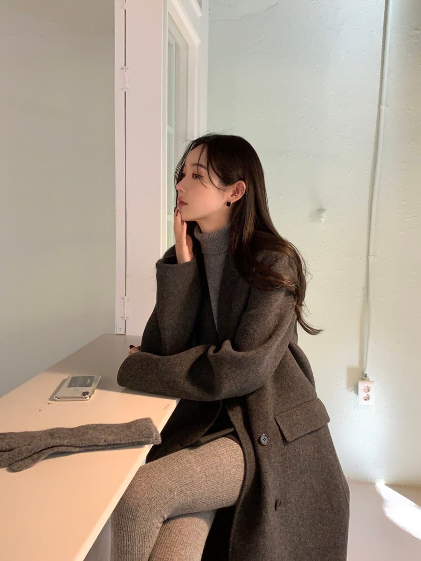 있음 선적 사이즈 업데이트 한국 chic 겨울 새로운 프랑스식 레트로 정장 칼라 롱 코트 모직 코트 상세 이미지 25