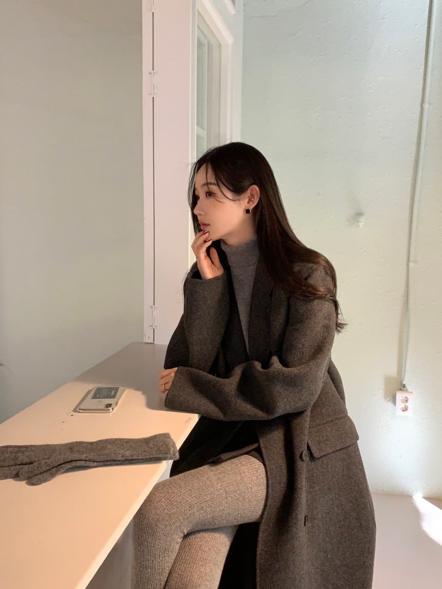 있음 선적 사이즈 업데이트 한국 chic 겨울 새로운 프랑스식 레트로 정장 칼라 롱 코트 모직 코트 상세 이미지 26