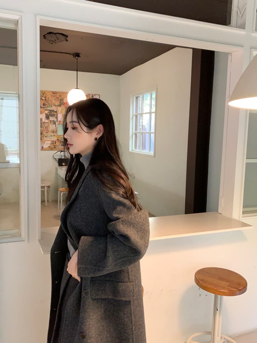 있음 선적 사이즈 업데이트 한국 chic 겨울 새로운 프랑스식 레트로 정장 칼라 롱 코트 모직 코트 상세 이미지 29
