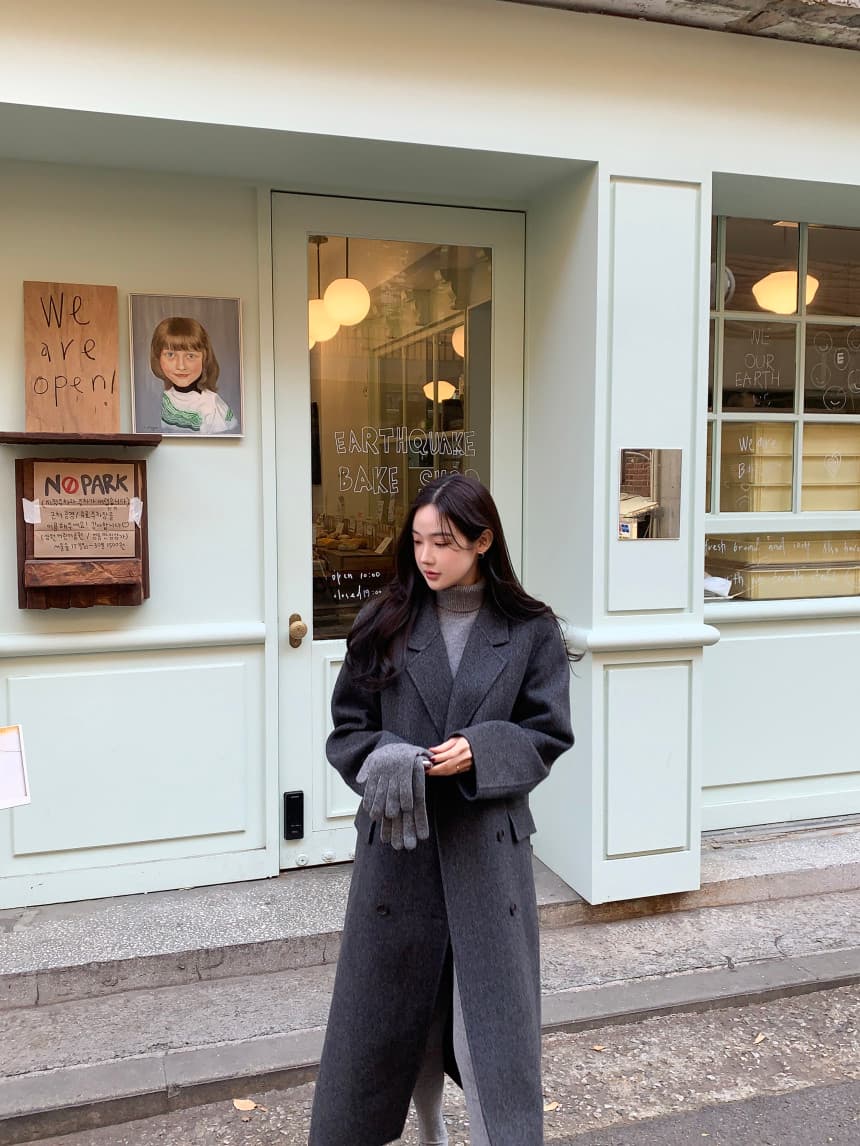있음 선적 사이즈 업데이트 한국 chic 겨울 새로운 프랑스식 레트로 정장 칼라 롱 코트 모직 코트 상세 이미지 31