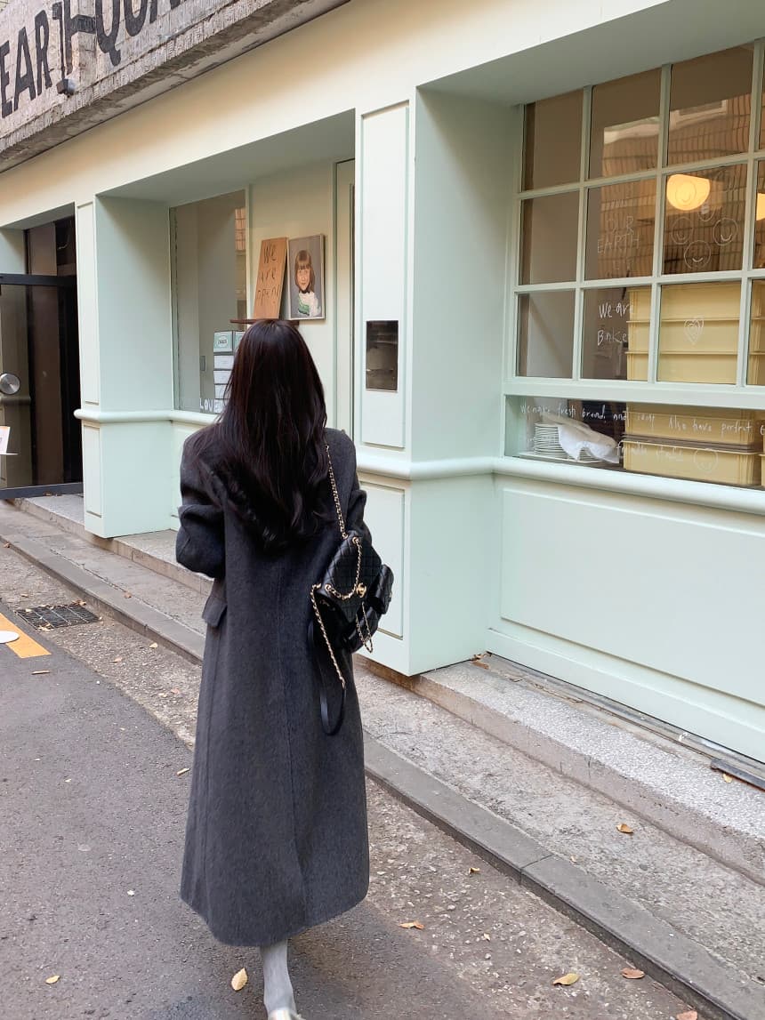 있음 선적 사이즈 업데이트 한국 chic 겨울 새로운 프랑스식 레트로 정장 칼라 롱 코트 모직 코트 상세 이미지 36