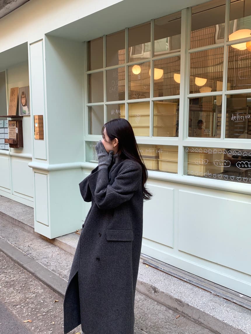 있음 선적 사이즈 업데이트 한국 chic 겨울 새로운 프랑스식 레트로 정장 칼라 롱 코트 모직 코트 상세 이미지 37