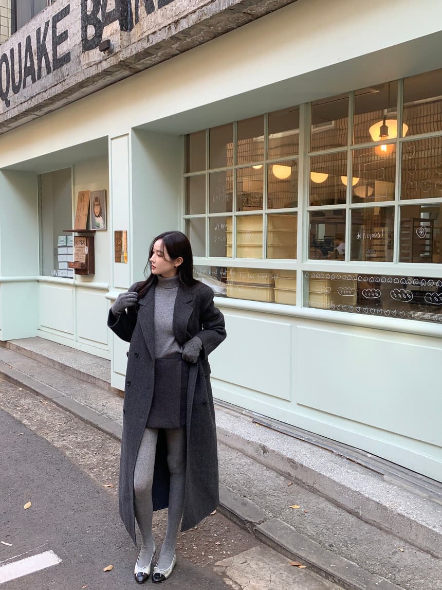 있음 선적 사이즈 업데이트 한국 chic 겨울 새로운 프랑스식 레트로 정장 칼라 롱 코트 모직 코트 상세 이미지 39