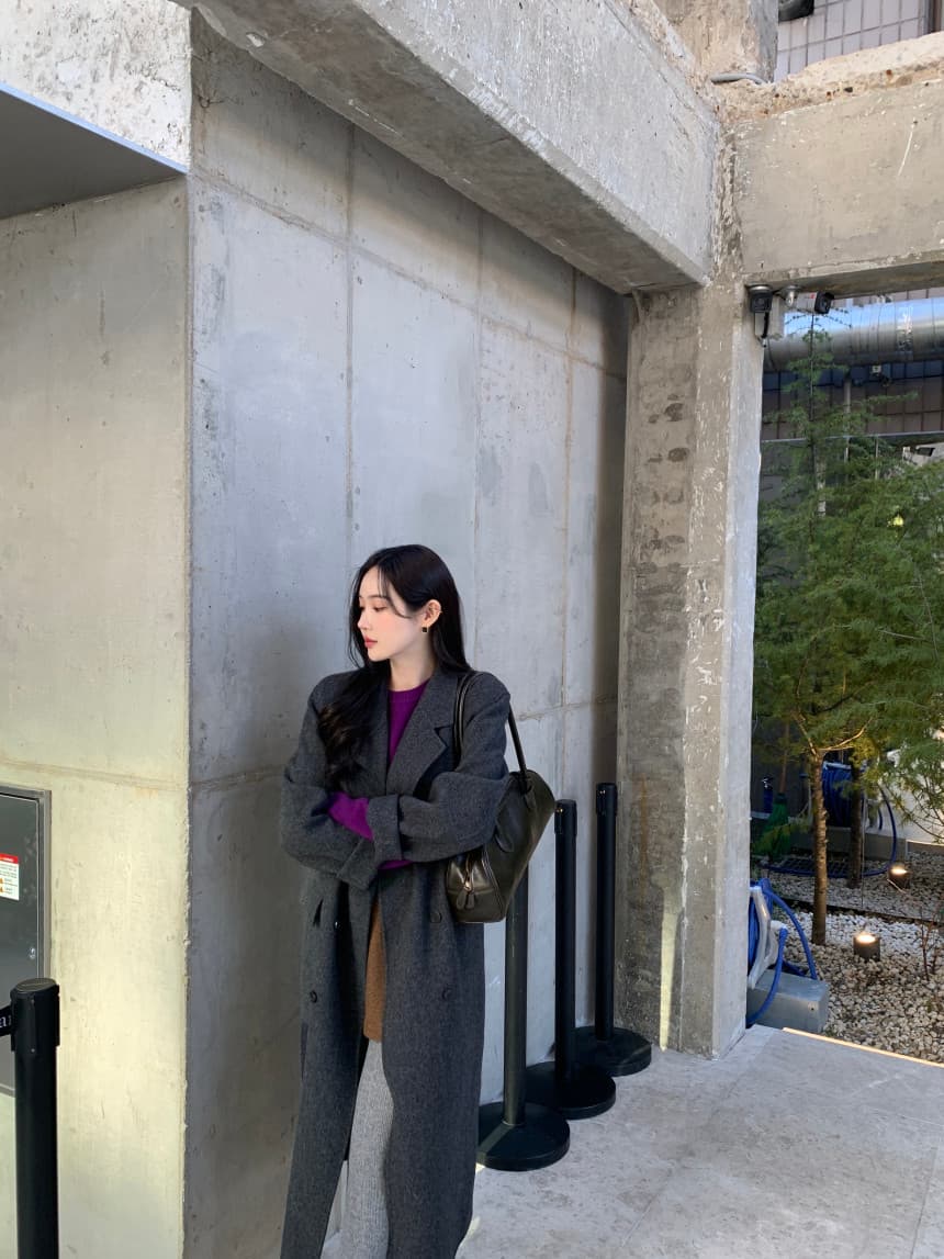 있음 선적 사이즈 업데이트 한국 chic 겨울 새로운 프랑스식 레트로 정장 칼라 롱 코트 모직 코트 상세 이미지 41