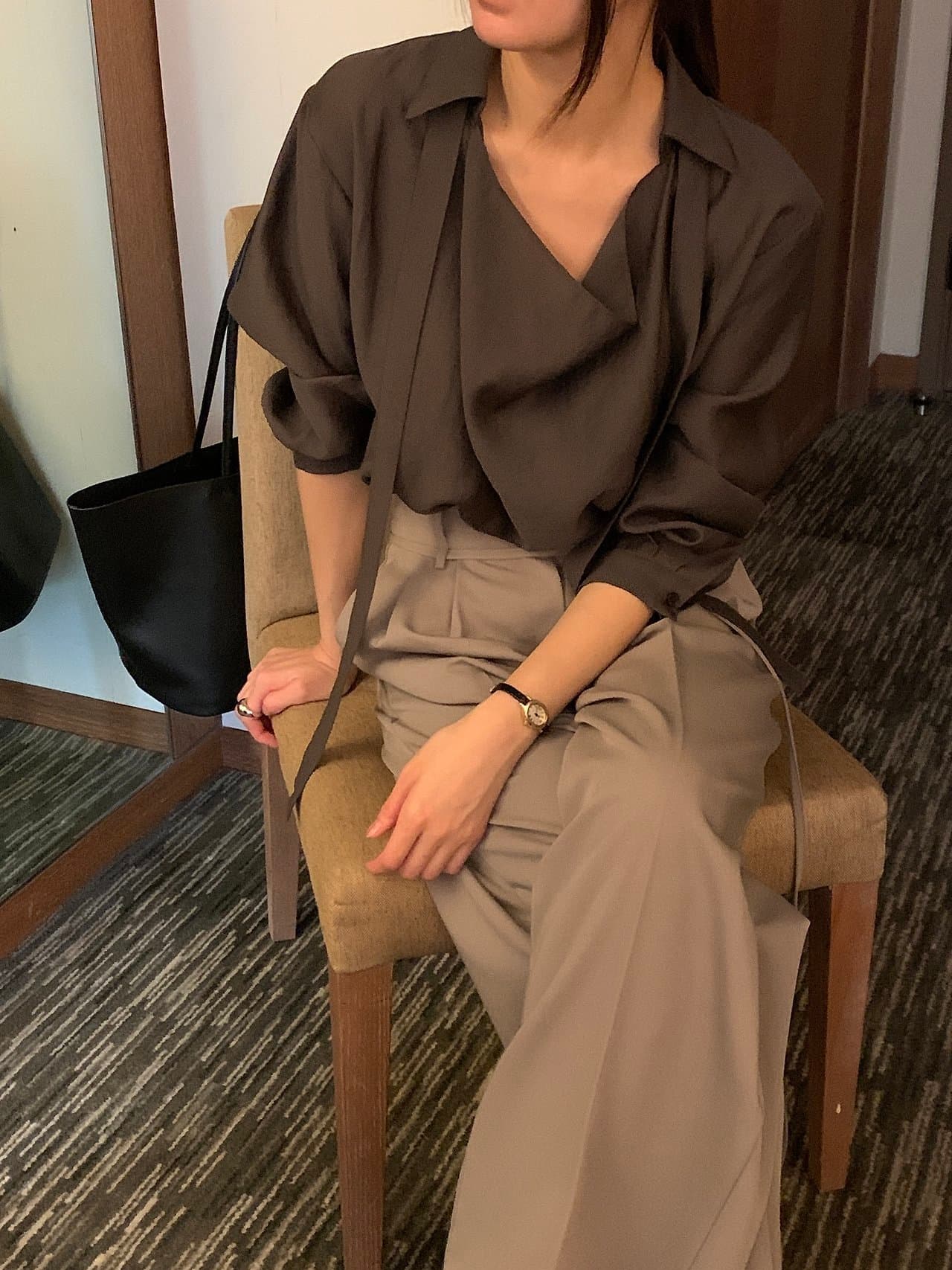 한국 chic 가을 겨울 새로운 한 부서 힙 칼라 리본 고급 센스 다용도 셔츠 상세 이미지 25