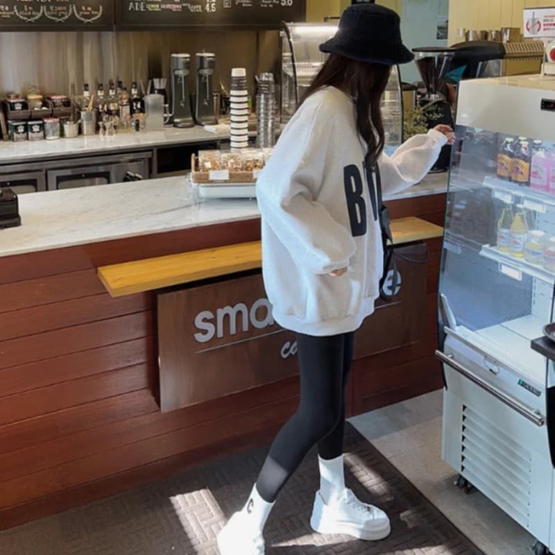 있음 선적 사이즈 업데이트 chic 가을 겨울 한 부서 스탠드 칼라 지퍼 루즈핏 알파벳 프린트 털이 있는 보온 후드티 상세 이미지 5