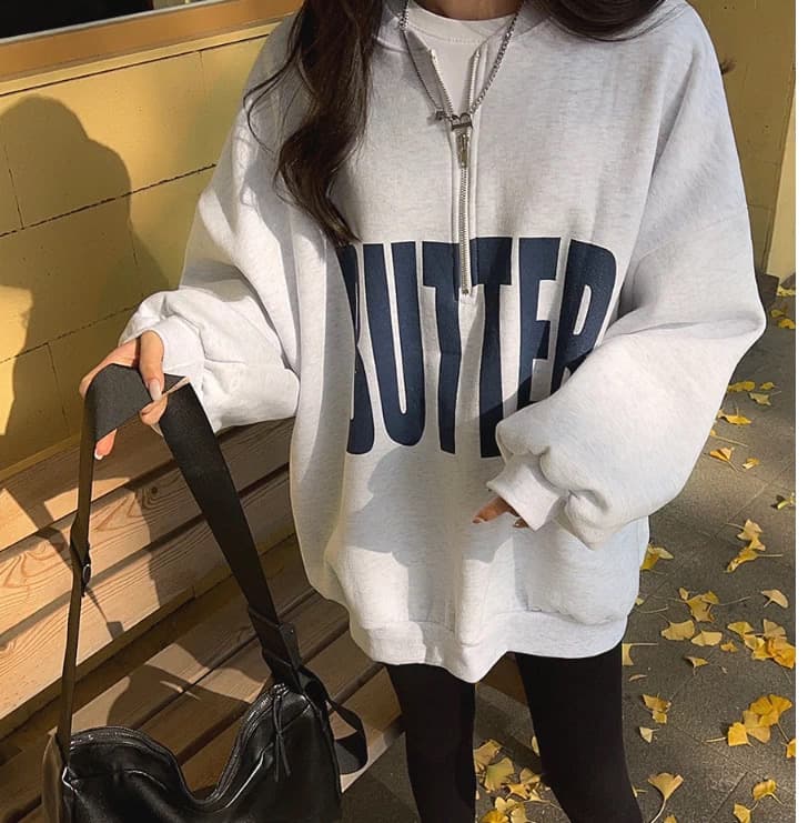 있음 선적 사이즈 업데이트 chic 가을 겨울 한 부서 스탠드 칼라 지퍼 루즈핏 알파벳 프린트 털이 있는 보온 후드티 상세 이미지 9