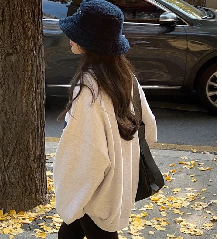 있음 선적 사이즈 업데이트 chic 가을 겨울 한 부서 스탠드 칼라 지퍼 루즈핏 알파벳 프린트 털이 있는 보온 후드티 상세 이미지 15