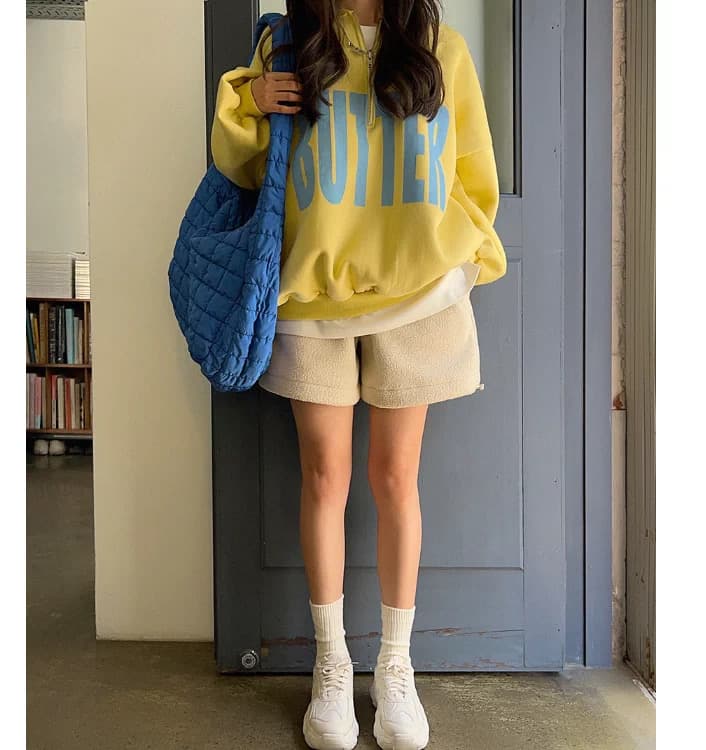 있음 선적 사이즈 업데이트 chic 가을 겨울 한 부서 스탠드 칼라 지퍼 루즈핏 알파벳 프린트 털이 있는 보온 후드티 상세 이미지 20