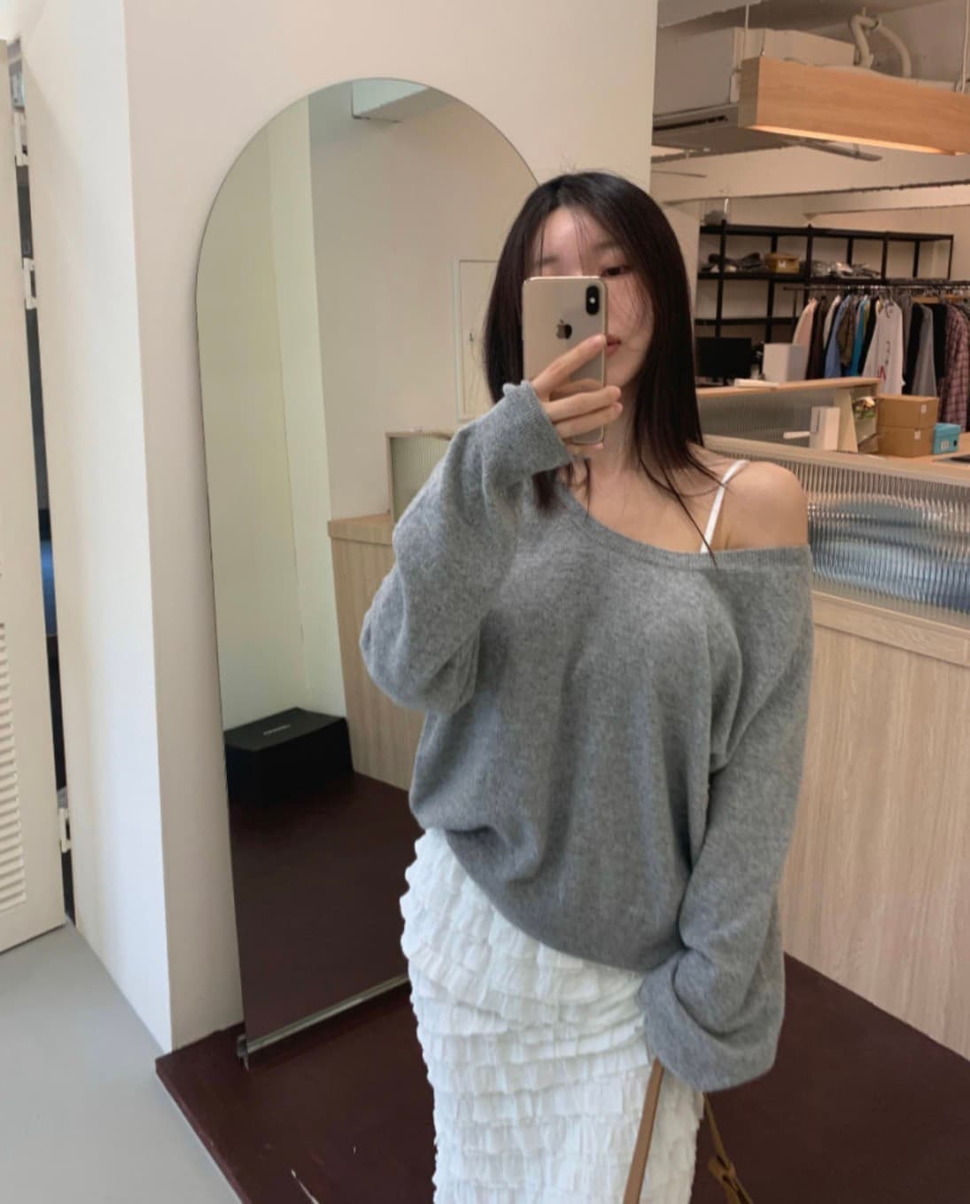 있음 선적 사이즈 업데이트 한국 chic 가을 겨울 새로운 V넥 느슨함 센스 루즈핏 긴팔 니트 스웨터 상세 이미지 3