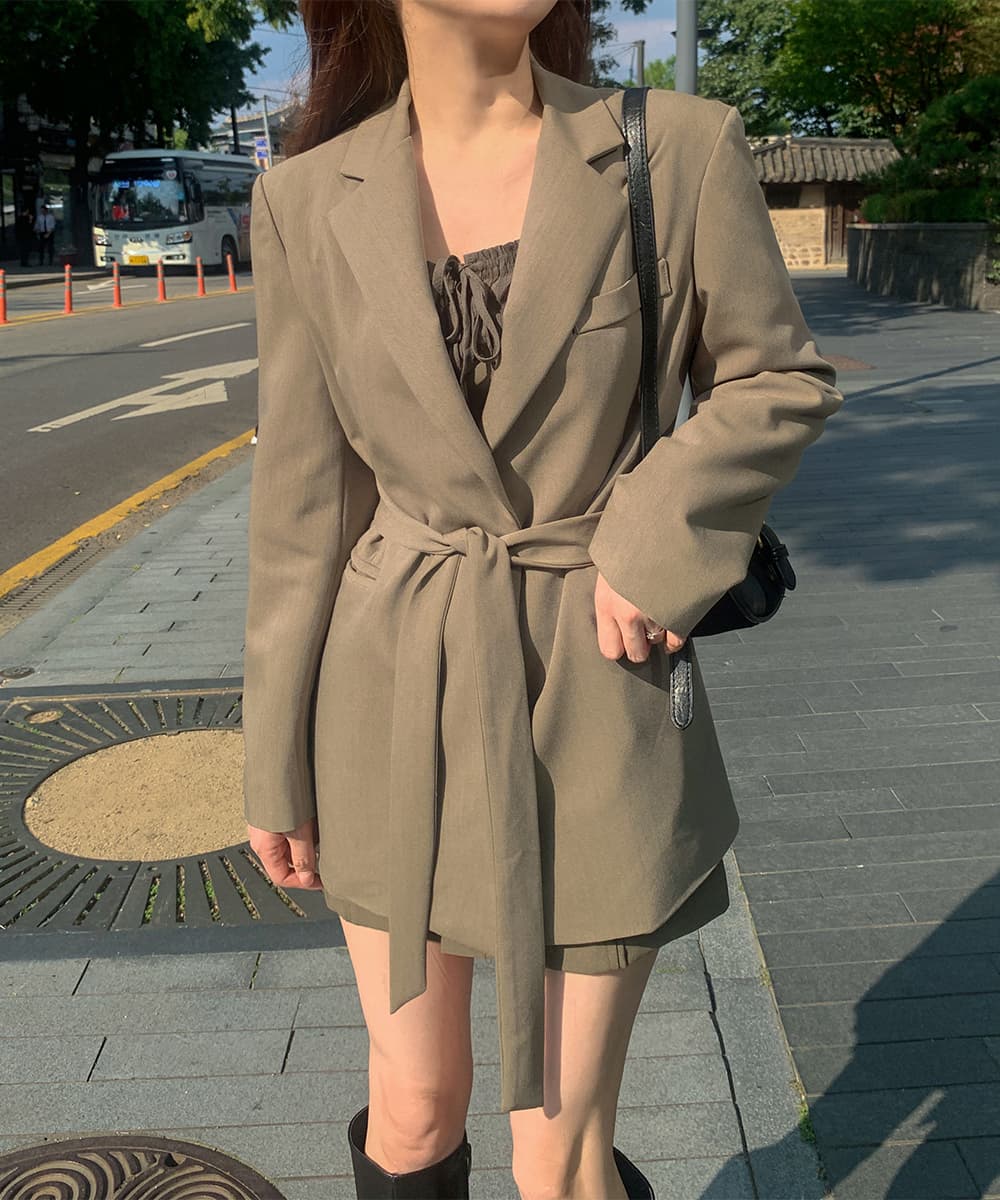 있음 선적 사이즈 업데이트 한국 chic 가을 겨울 새로운 프랑스식 레트로 행침 목 부서 허리 캐주얼 블레이저