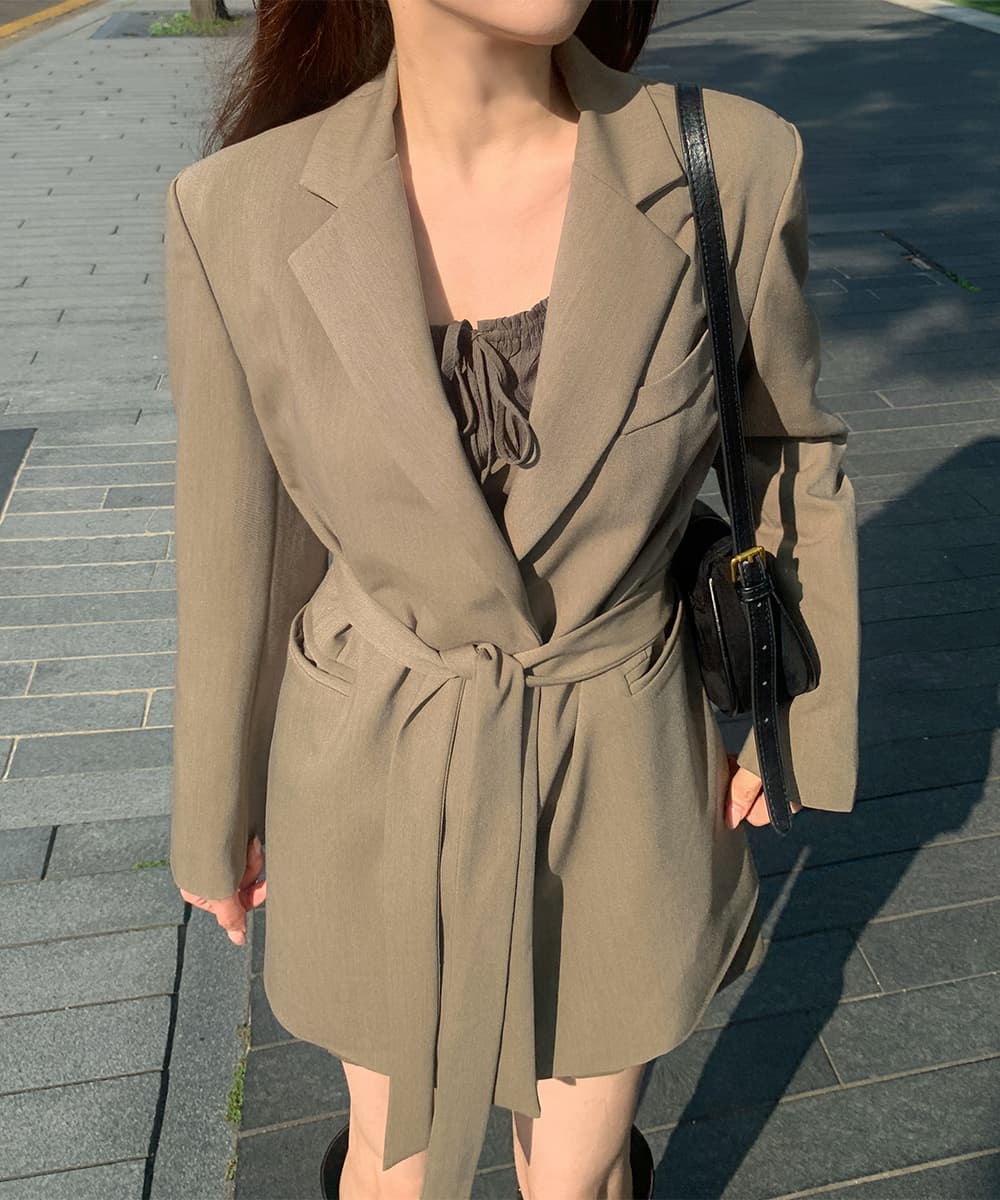 있음 선적 사이즈 업데이트 한국 chic 가을 겨울 새로운 프랑스식 레트로 행침 목 부서 허리 캐주얼 블레이저 상세 이미지 6