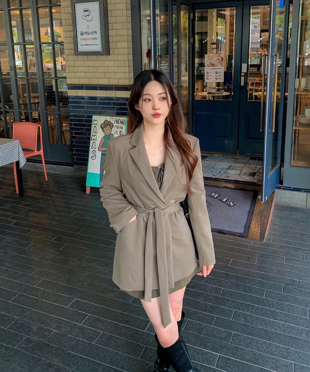 있음 선적 사이즈 업데이트 한국 chic 가을 겨울 새로운 프랑스식 레트로 행침 목 부서 허리 캐주얼 블레이저 상세 이미지 7