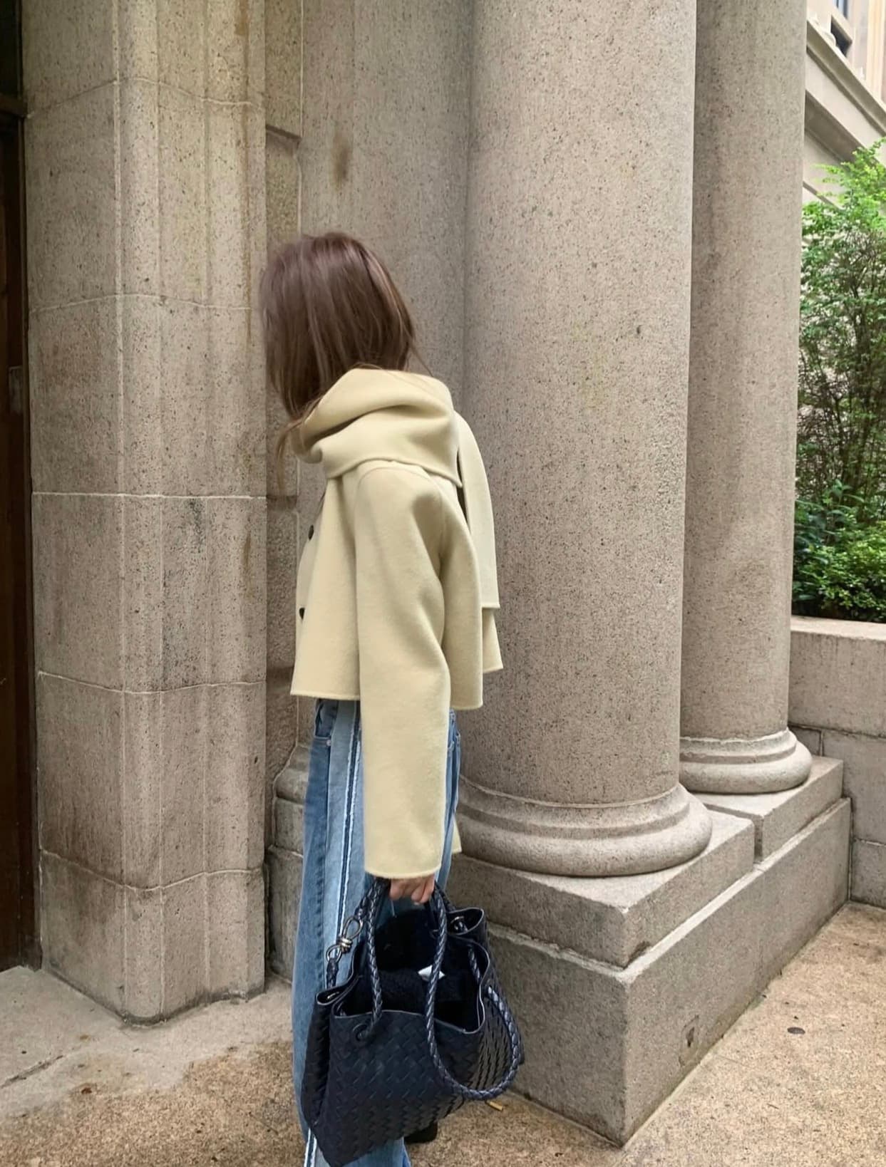 있음 선적 사이즈 업데이트 한국 chic 가을 겨울 새로운 한 부서 스카프 라운드 넥 단추 품격 모직 짧은 외투 상세 이미지 13