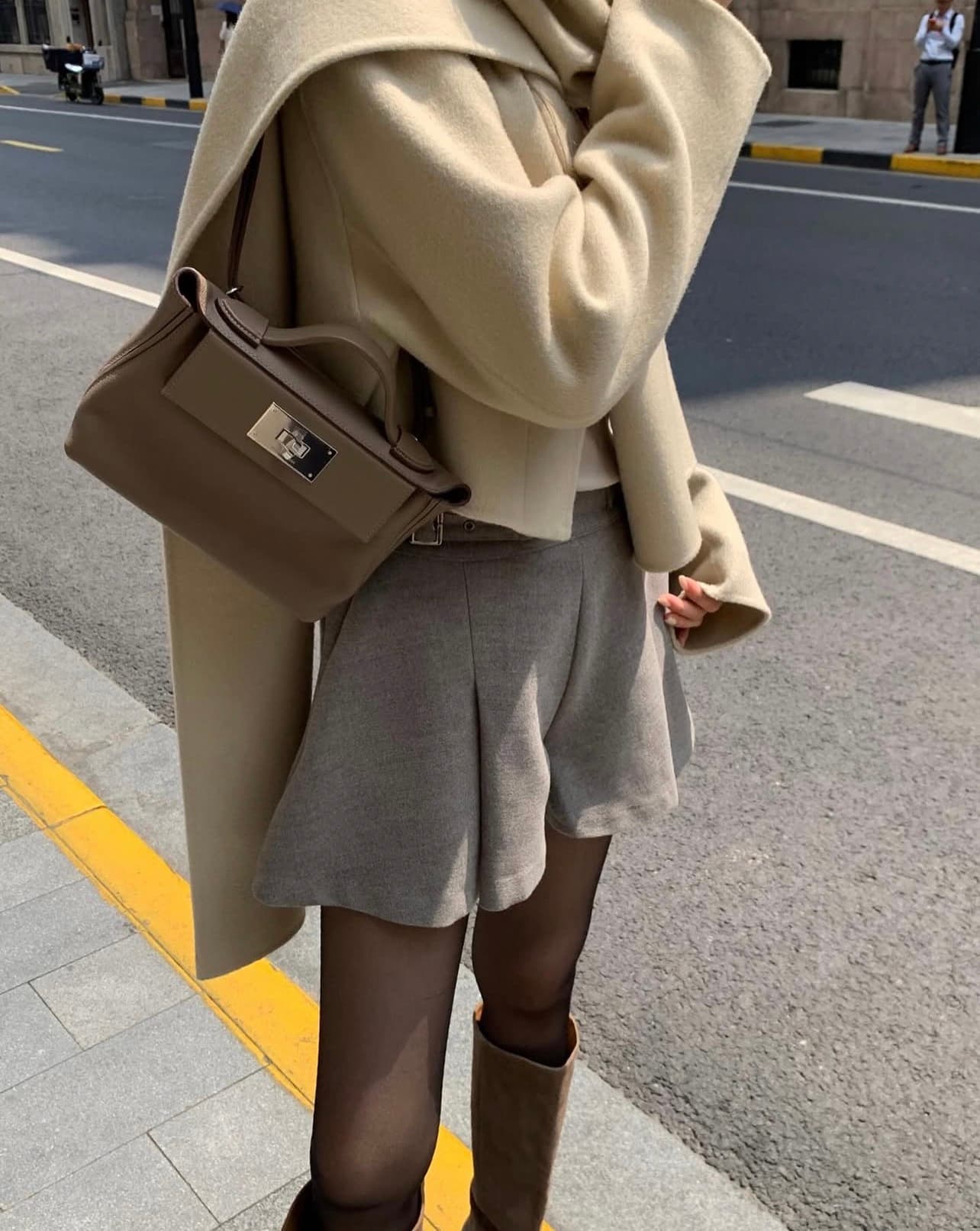 있음 선적 사이즈 업데이트 한국 chic 가을 겨울 새로운 한 부서 스카프 라운드 넥 단추 품격 모직 짧은 외투 상세 이미지 20