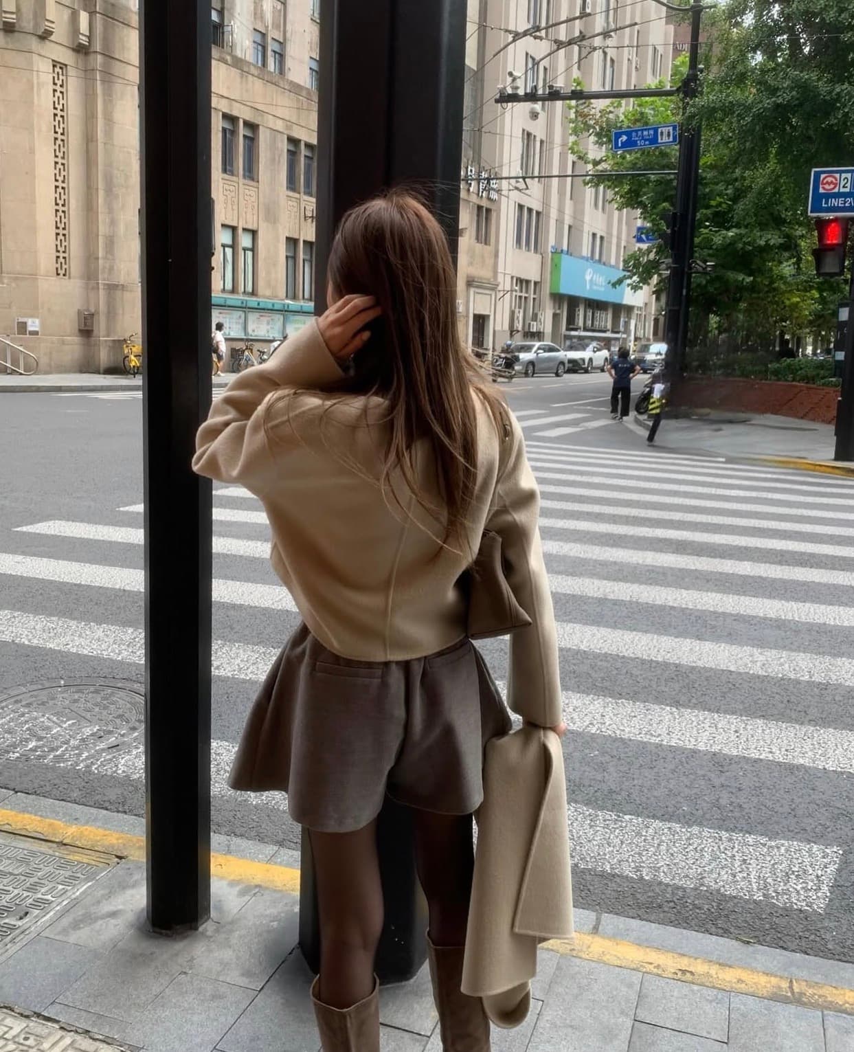 있음 선적 사이즈 업데이트 한국 chic 가을 겨울 새로운 한 부서 스카프 라운드 넥 단추 품격 모직 짧은 외투 상세 이미지 22