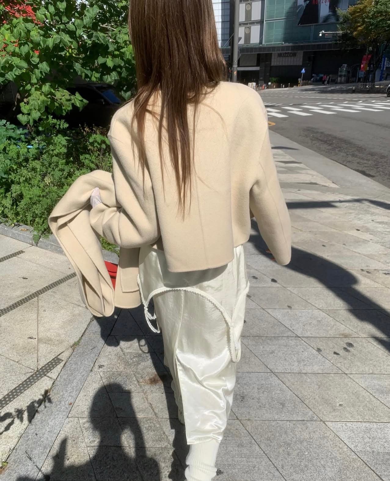 있음 선적 사이즈 업데이트 한국 chic 가을 겨울 새로운 한 부서 스카프 라운드 넥 단추 품격 모직 짧은 외투 상세 이미지 23