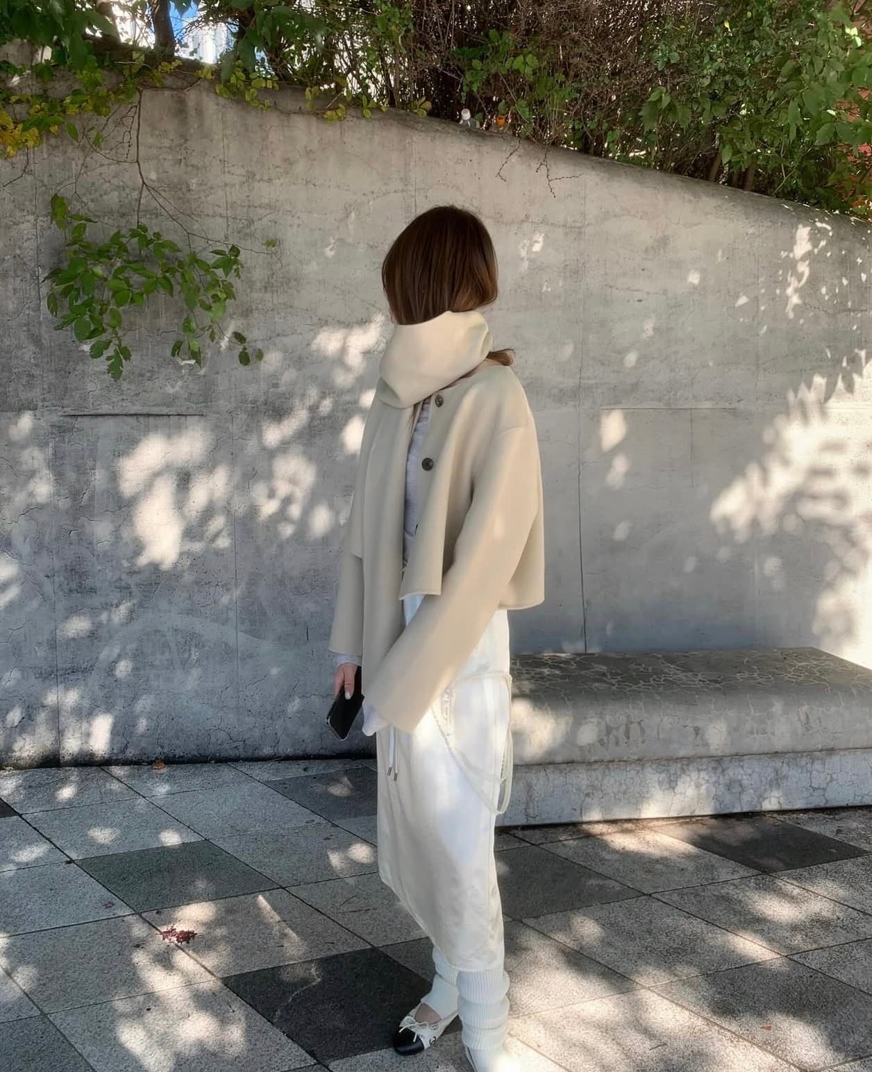 있음 선적 사이즈 업데이트 한국 chic 가을 겨울 새로운 한 부서 스카프 라운드 넥 단추 품격 모직 짧은 외투 상세 이미지 24