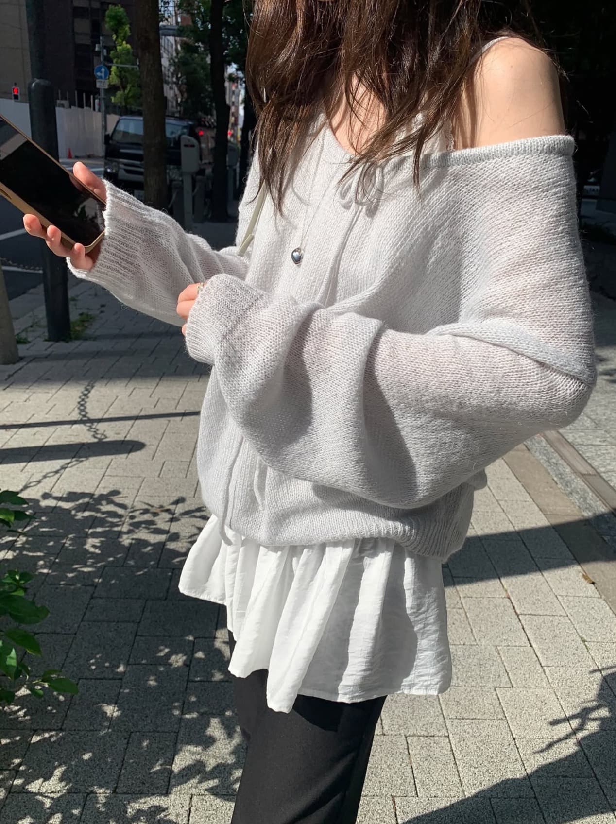 있음 선적 사이즈 업데이트 한국 chic 가을 겨울 새로운 부드러운 바람 레이스업 칼라 단색 느슨함 센스 니트 스웨터 상세 이미지 1