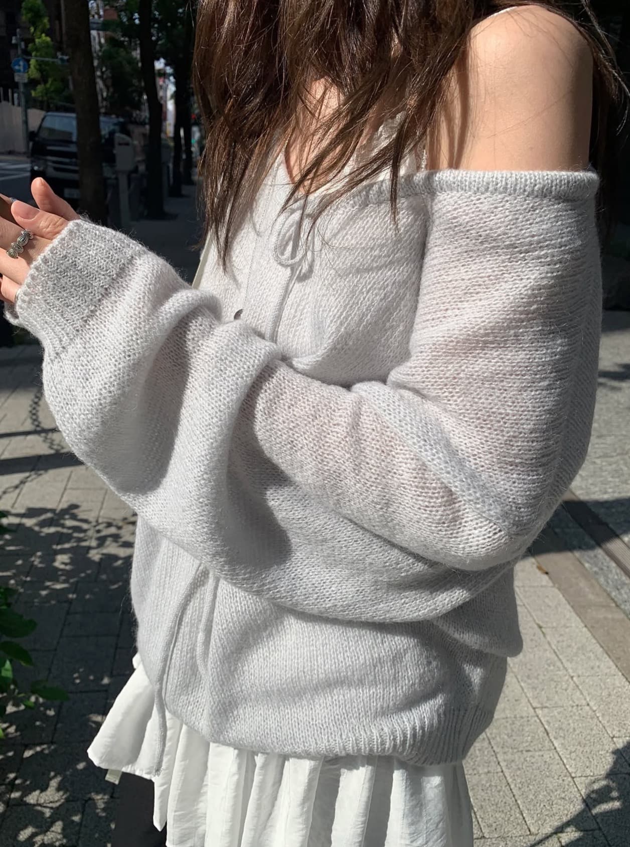 있음 선적 사이즈 업데이트 한국 chic 가을 겨울 새로운 부드러운 바람 레이스업 칼라 단색 느슨함 센스 니트 스웨터 상세 이미지 3