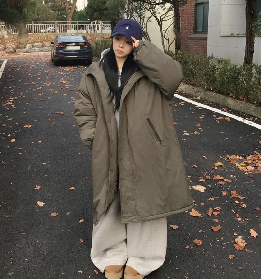 한국 chic 겨울 새로운 한 부서 캐주얼 루즈핏 Parker 롱 코트 두꺼운 면 의류 이미지 4