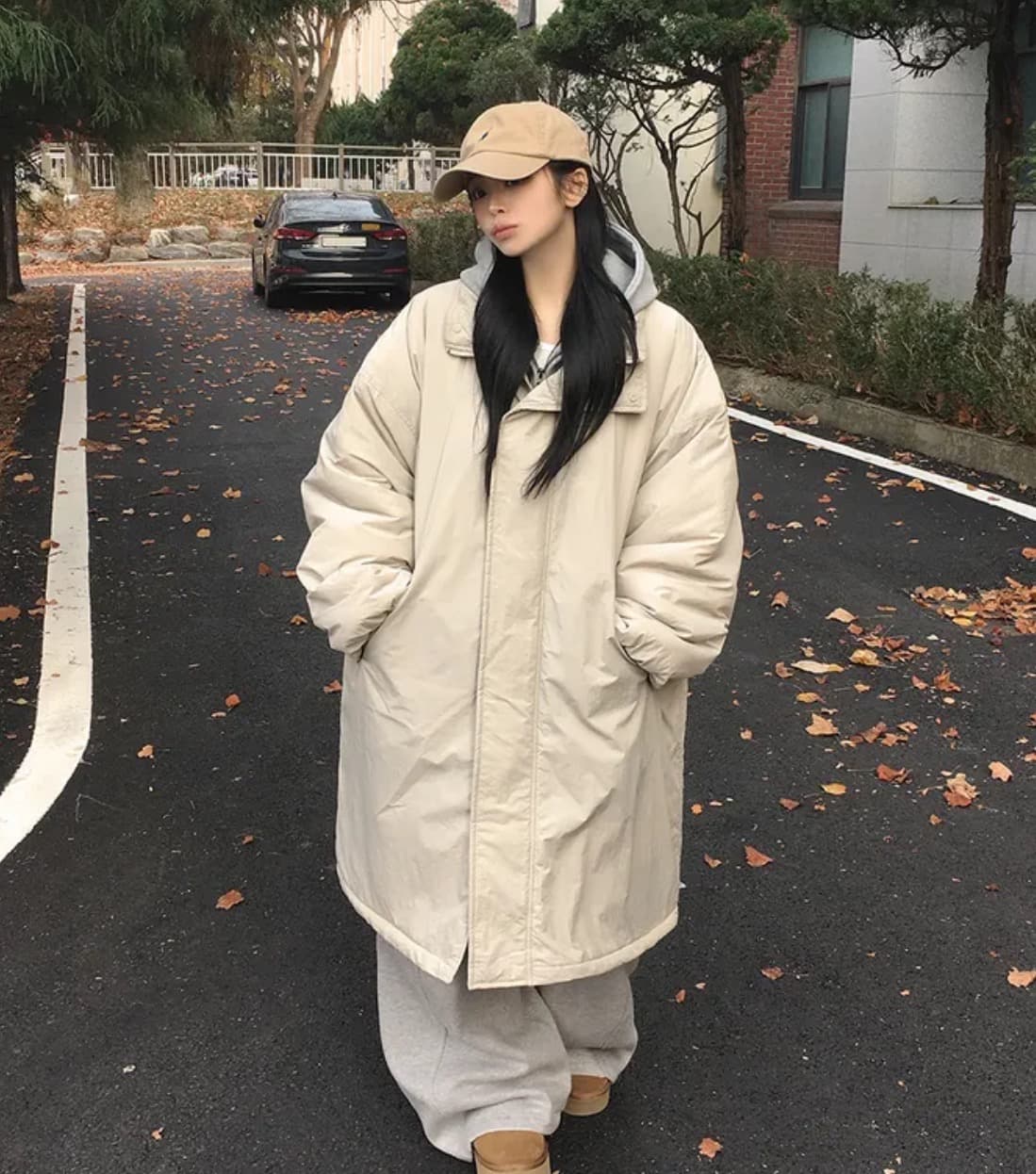 한국 chic 겨울 새로운 한 부서 캐주얼 루즈핏 Parker 롱 코트 두꺼운 면 의류 이미지 3