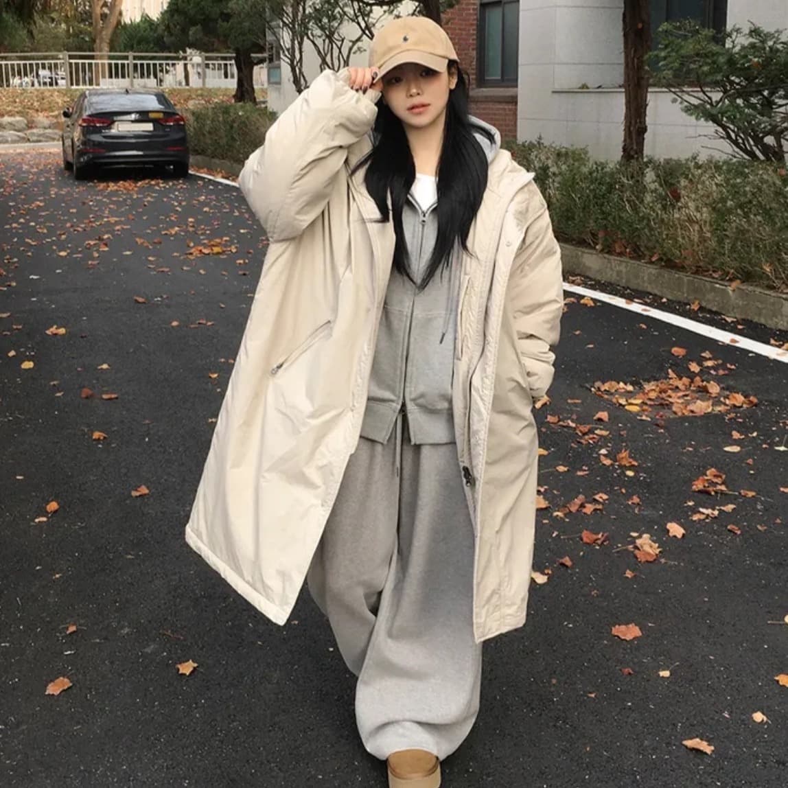 한국 chic 겨울 새로운 한 부서 캐주얼 루즈핏 Parker 롱 코트 두꺼운 면 의류